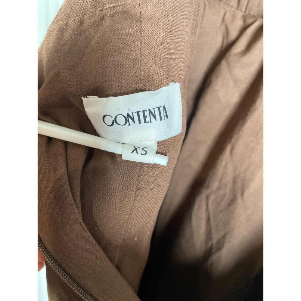 Contenta Brown Satin One Shoulder Midi Dress Ruched Bodycon XS - Picture 5 of 12